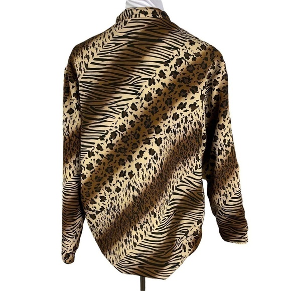 Wear On Earth Vintage Reversible Leopard Tiger Print Full Zip Jacket Women's L - Picture 3 of 13